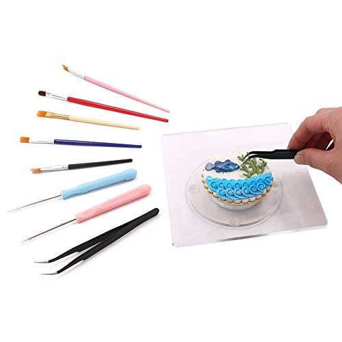 kowanii Sugar Cookie Decorating Supplies Tools 세트 Turntable Swivel Stand Lazy Susan Kit Baking Needle Curved Tweezer Mat Bakeware