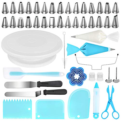 Kootek 103 Pieces Cake Decorating Kit Baking Supplies 세트 Revolving Turntable Leveler Cookie Cutter Piping Tips Frosting Pastry Bags Icing Spatula Smoother Scrapers