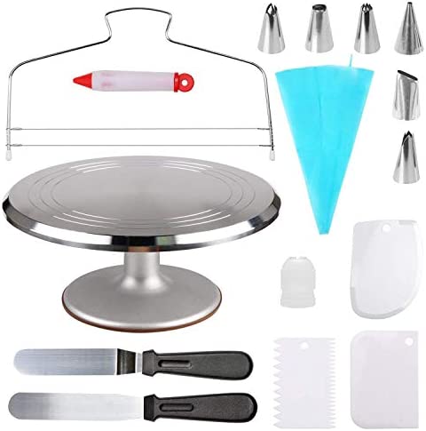 Cake Decorating Supplies Aluminium Alloy Revolving turntable 12.7 Angled Icing Spatul cake leveler Comb Smoother Banking supplies stand baking ZC011
