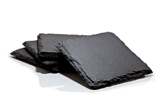 Slate Drink Coasters Set of 4 4 inch square by Lagom Union
