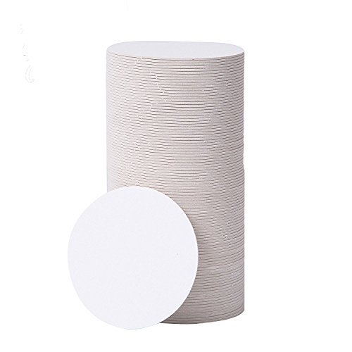 BAR DUDES Paper Coasters 100 Pack - 3.5" Round Cardboard Coasters - Disposable Crafting Blanks - White Circles - Coasters for Drinks - Absorbent Coaster Bulk - DIY Arts & Crafts