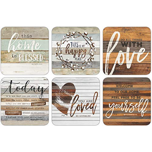 Legacy Publishing Group RCC50534 Marla Rae Round Cork-Backed Coaster 세트 6-Count This Home Is Blessed