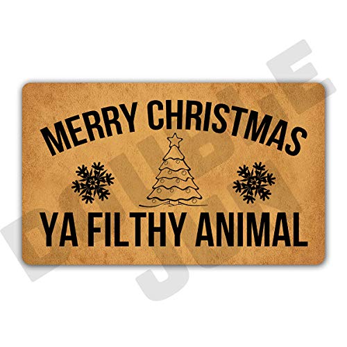 DoubleJun Merry Christmas Ya Filthy Animal Welcome Floor Rug Indoor/Front Door Mats Home Decor Machine Washable Rubber Non Slip Backing 29.5" W X 17.7" L