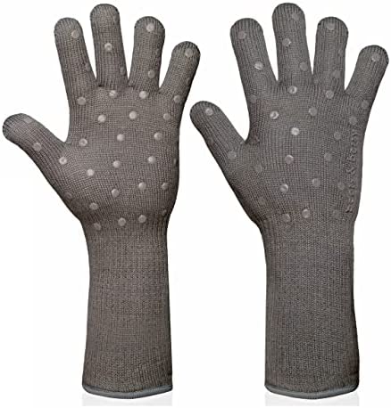 Beets & Berry Oven Gloves 히트 Resistant Baking 1 Pair Mitts Cut Cooking Extra Long Sleeve Silicone Non-Slip Fuchsia Pink