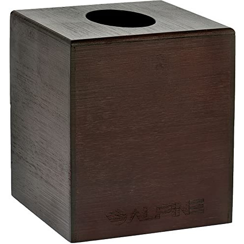 Alpine Industries Wooden Bamboo 스퀘어 Tissue Box 커버 - Eco Friendly Pull Cube Dispenser Decorative Holder/Organizer Bathroom Office Desk & Car Espresso