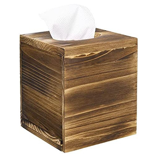 MyGift Vintage Gray 우드 스퀘어 Tissue Box 커버 Slide-Out Bottom Panel