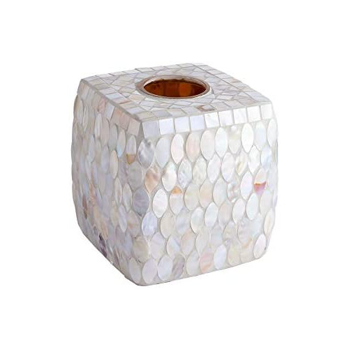 Whole Housewares Mosaic Glass Tissue Holder Decorative 커버 스퀘어 Box Turquoise