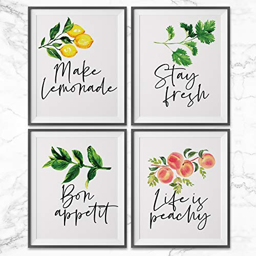 Pillow Toast Kitchen Wall Decor 아트 Prints Botanical Decorations Above Cabinets 세트 4 8x10