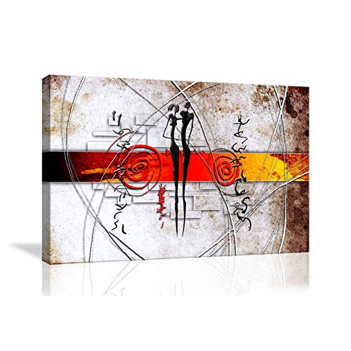 Abstract African Wall Art African Dancer Oil Paintings Style Poster Canvas Prints Wall Decor for Living Room Bedroom Home Decorations Framed Ready to Hang