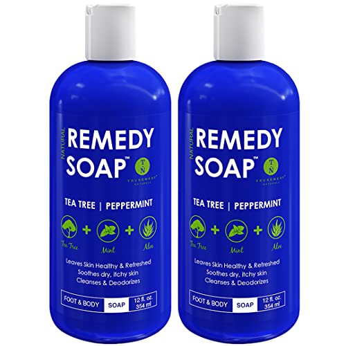 바디워시 Remedy Soap팩 2 Helps Wash Away Body Odor Soothe Athlete’s Foot Ringworm Jock Itch Yeast Infections Skin Irritations. 100% Natural Tea Tree Oil Mint & Aloe 12 oz