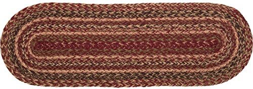 VHC Brands Burgundy Red Primitive Country Tabletop & Kitchen Cider Mill Jute Runner 13x48