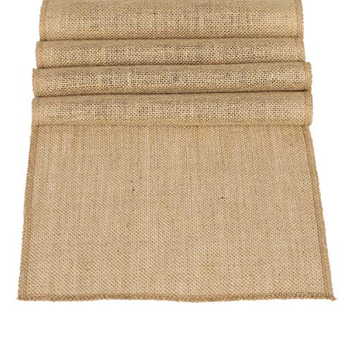 Lings moment 12 x 108 Inches Jute Farmhouse Table Runner Burlap Table Decor Bamboo for Winter Rustic Wedding Decorations Woodland Baby Shower Country Kitchen Boho Out Table Decor