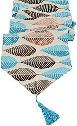 LivebyCare Elegant Leaf Jacquard Table Runners for Home Decorative Coffee Table 13 x 48 Inches Polyester Table Runner Coffee
