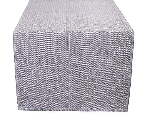 Glamburg Cotton Farmhouse Table Runner 108 Inch Outdoor Table Runner 16x108 Herringbone Weave Woven Table Runner Rustic Decor Elegant Dining Party Kitchen Table Runner Charcoal Grey White