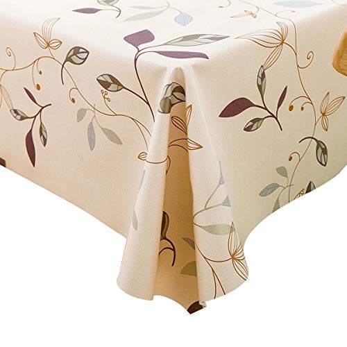 LEEVAN Heavy Weight Vinyl Rectangle Table 커버 Wipe Clean PVC Tablecloth Oil-Proof/Waterproof Stain-Resistant- 54 x 108 Inch Autumn Leaves