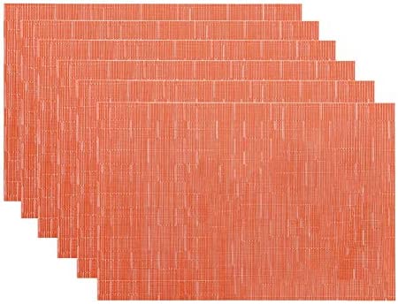 LivebyCare Heat-Resistant Kitchen Placemats 6 pcs Decoration Washable Anti-Skid PVC Woven Set of 6 Place Mats Table Mats for Dining Table 11.8X17.7 in, Green