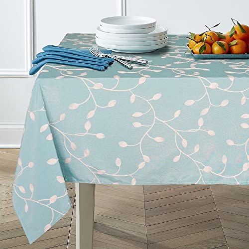 Lamberia Tablecloth Heavyweight Vintage Burlap Cotton Tablecloths Rectangle Tables 60&quotx 84" Brown Leaves