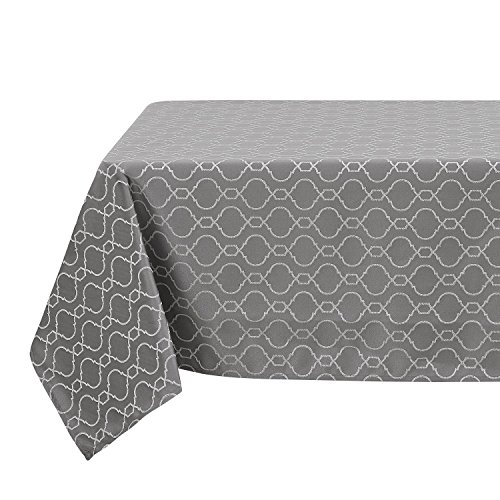 Deconovo Modern Table Cloth Wrinkle Resistant Jacquard Morrocan 커버 Spillproof Tablecloth Kitchen 54x72 Inch Grey