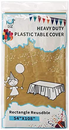 D&Z 12팩 골드 Plastic Tablecloth 54" X 108" Rectangle Heavy Duty Disposable Table 커버 Party 생일 Wedding Thanksgiving Christmas