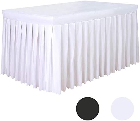 Tina 8 ft Polyester Fitted Tablecloth Table Skirt Wedding Banquet Trade Show Black