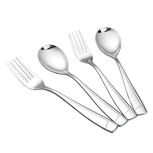 Obston 스테인레스 스틸 Serving Spoon Fork 세트 Buffet Sets 4 Pieces 2 Each