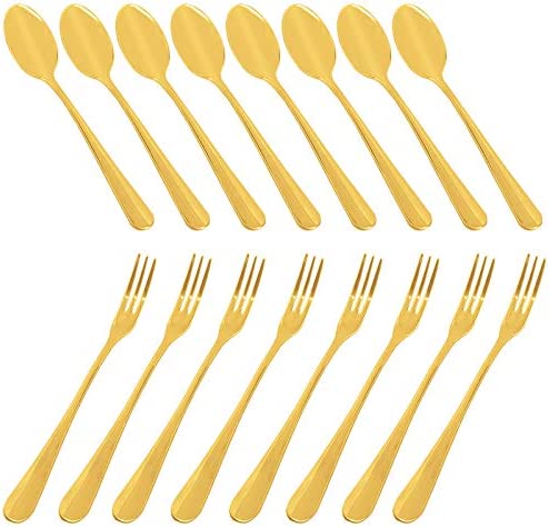 세트 16 Demitasse Espresso Spoon 4 inch 스테인레스 스틸 Forks 4.8 DaKuan 미니 Coffee Spoons & Cake Dessert Tea Appetizer
