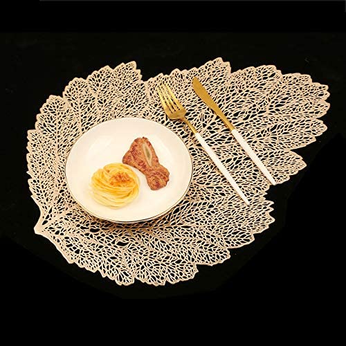 Homcomoda Placemats Dining Table 세트 6 Place Mats Octagonal Non Slip Dinner Gold