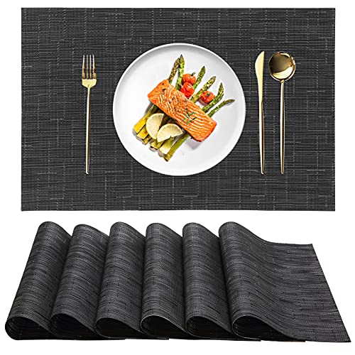 Alpiriral Dining PlaceMats 세트 6 히트 Resistant Easy Wipe Off Scrub Vinyl Place Mats Washable Table Protect from Messes & Nice Looking 체리 Red
