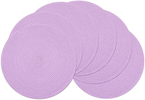 SHACOS Round Placemats 세트 6 Braided Place Mats Dining Tables Kitchen Table Washable Red