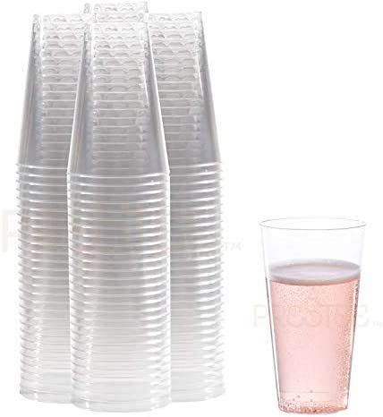 Clear Plastic Cups 9 Ounce. - 200 Pack Hard Disposable Cups Plastic Wine Cups Plastic Cocktail Glasses Plastic Drinking Cups Plastic Party Punch Cups Bulk Party Cups Wedding Tumblers