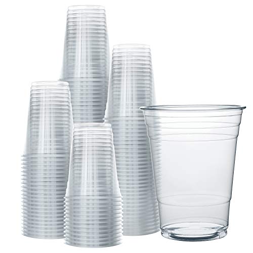 200 Clear Plastic Cups 16 oz Plastic Cups Clear Disposable Cups PET Cups Plastic Water Cups Plastic Beer Cups Clear Plastic Party Cups Crystal Clear Cups