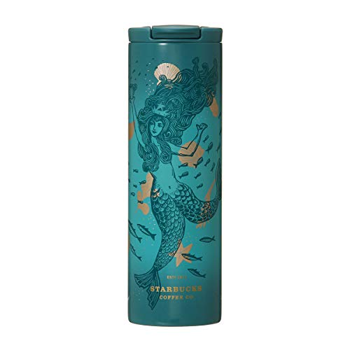 스타벅스 텀블러 스테인레스 실린더 싸이렌473ml 식기 여신 인어 세이렌 anniversary 해금 골드 녹색 그린 cyan 물통