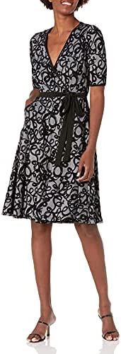 원피스 Gabby Skye 여성 3/4 Sleeve V-Neck Printed Faux Wrap Dress