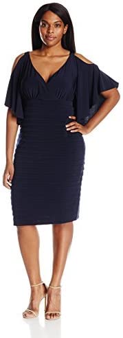원피스 London Times 여성 Plus Size Jersey Cold Shoulder Shuter Sheath