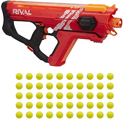 NERF Perses MXIX-5000 Rival Motorized Blaster red -- Fastest Blasting System Up 8 Rounds Per Second Rechargeable Battery Quick-Load Hopper