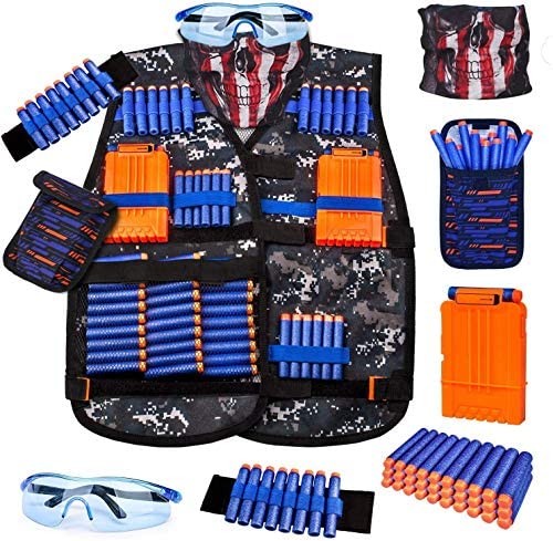 스펀지 장난감총 어린이 Tactical Vest Kit Nerf Guns 시리즈 Refill DartsDart PouchReload Clips MaskWrist Band Protective Glasses Boys