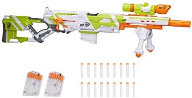 스펀지 장난감총 Longstrike Nerf Modulus 토이 Blaster Barrel Extension Bipod Scopes 18 Elite Darts & 3 Six-Dart Clips Amazon Exclusive