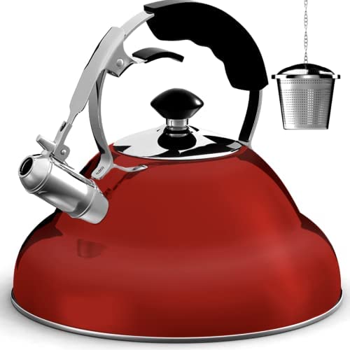 Tea Kettle - Stainless Steel Whistling Teapot with Capsule Bottom and Mirror Finish 2.75 Quart Tea Pot
