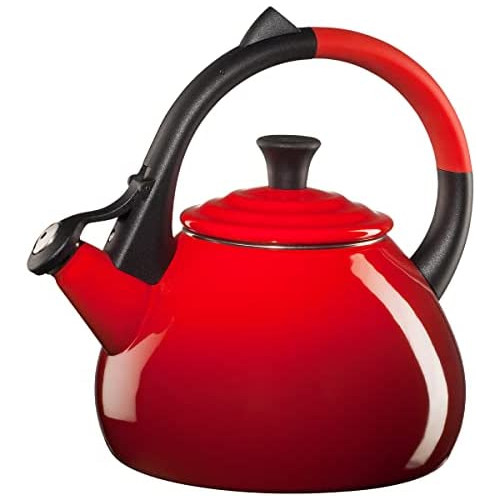 르크루제 Le Creuset Q9700-67 Enamel-on-Steel Oolong Teakettle 1-6/8-Quart Cerise