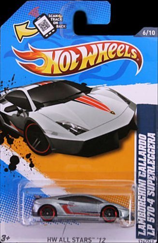 Hot Wheels 2012 Lamborghini Gallardo LP 570-4 Superleggera 실버 Red Line tires HW All Stars 12 # 126/247. 164 Scale Die Cast.