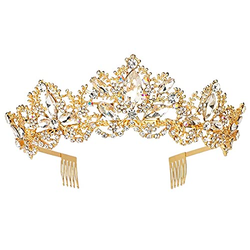 티아라 해외직구 셀프웨딩 여성 Tiara - Baroque AB 크리스탈 Crown Bridal Queen 공주 소녀 Wedding 생일 Pageant Party Silver