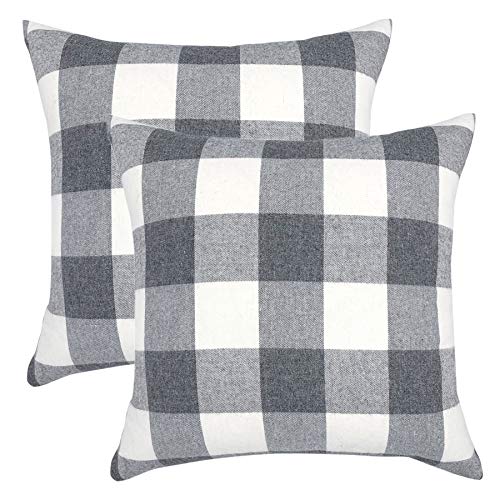 인테리어 타탄체크 쿠션커버 2개세트 Tartan Chequer Plaid Cotton Linen Decorative Throw Pillow 케이스 세트 2 20x20 inch