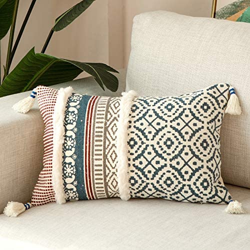 집들이선물 홈데코 쿠션커버 단품 사이즈 택1 블루 page Lumbar Decorative Throw Pillow Covers