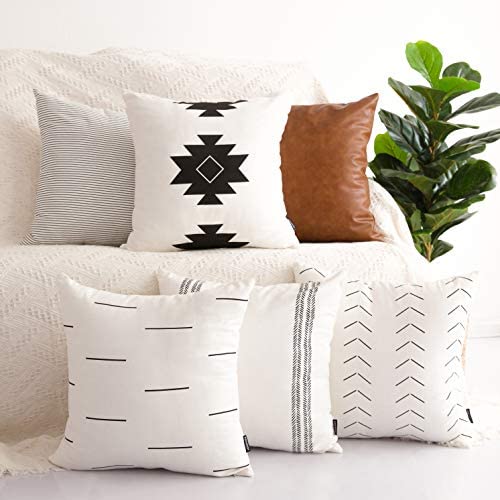 집들이선물 홈데코 쿠션커버 6세트 HOMFINER Decorative Throw Pillow 커버 Couch 세트 6 100% Cotton 18 x inch
