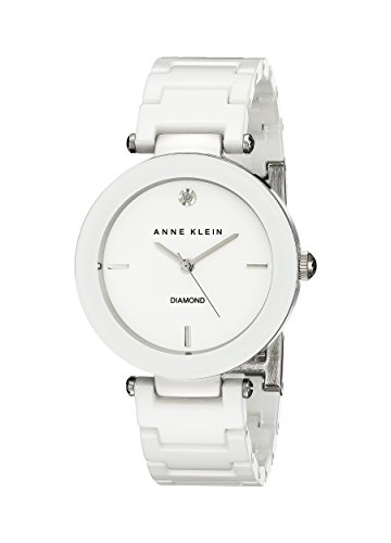 Anne Klein 여성 AK/1019WTWT Diamond-Accented Watch Ceramic Bracelet