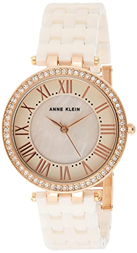 Anne Klein Blush Ceramic Link Bracelet Watch 크리스탈 Bezel