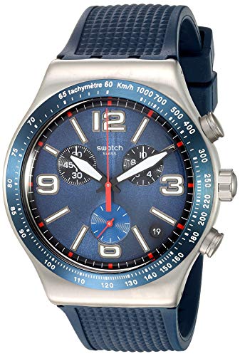 Swatch 1901 Irony 스테인레스 스틸 Quartz Rubber Strap 블루 21 Casual Watch Model YVS454
