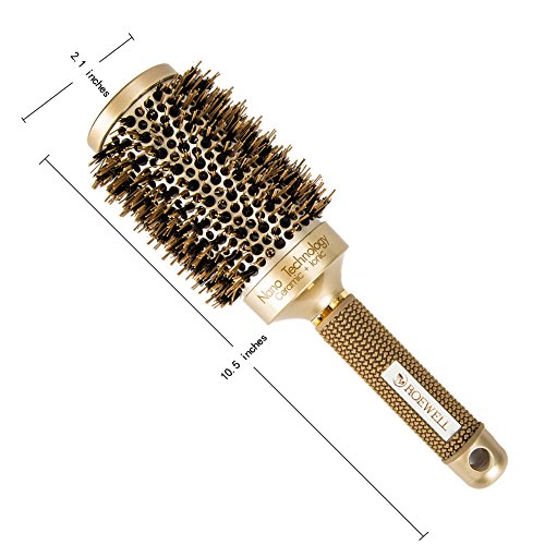 헤어브러쉬 Roewell Thermal Ceramic Ionic Round Barrel Anti-Static 헤어 Brush Boar Bristle 프로페셔널 Protecting Adding Shine Drying Styling Curling