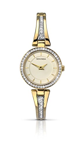 Sekonda 여성 Quartz Watch Beige Dial Analogue Display 골드 스테인레스 스틸 Bracelet 2153.27