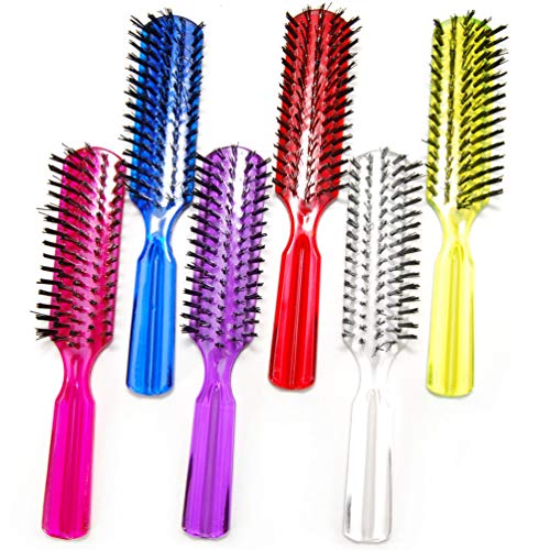 헤어브러쉬 Luxxii팩 6 7.5 Plastic Colorful Handle Nylon Bristles Brushes 헤어 Comb 디자인 All Types